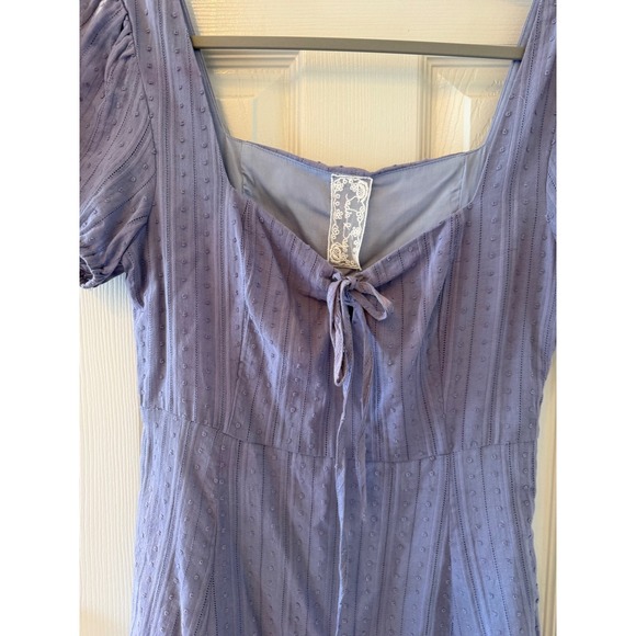 Sadie & Sage Swiss Dot Puff Sleeve Mini Dress Medium NWT Blue - Picture 3 of 11